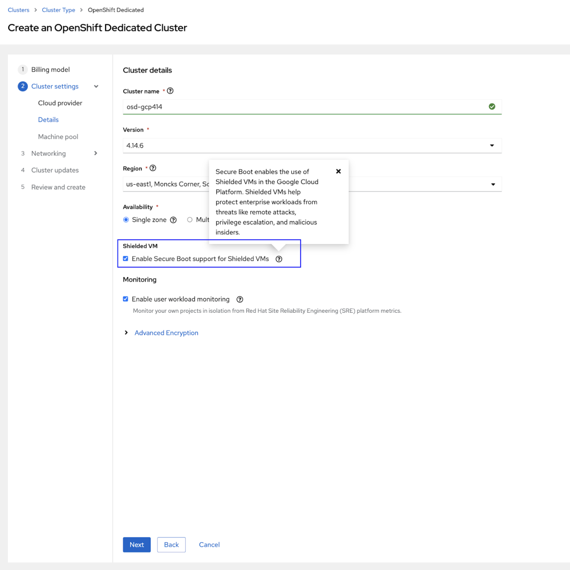 UI for accessing Shielded VMs on Google Cloud
