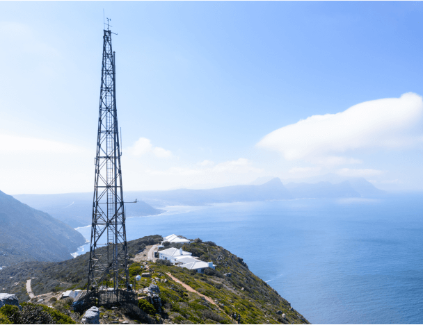 Cell phone tower on a hill